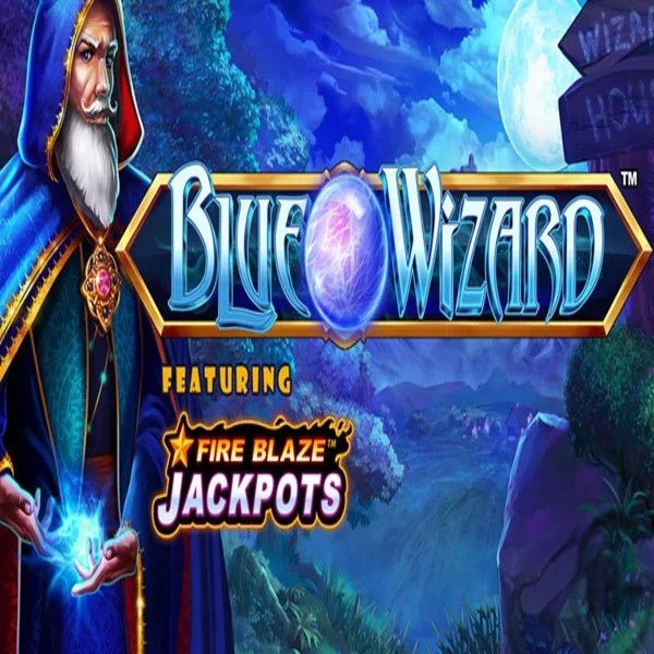 Blue Wizard Fire Blaze Jackpots logo – Slots by Rarestone Gaming at RoyalsTiger Casino