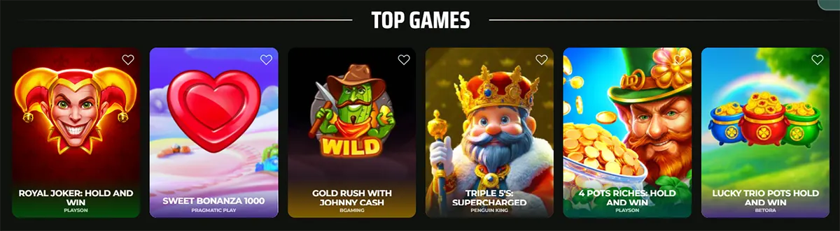 A selection of popular online slot games under the heading 