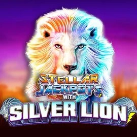 Jackpots logo of Stellar Jackpots with Silver Lion from Lightning Box Game at RoyalsTiger Casino